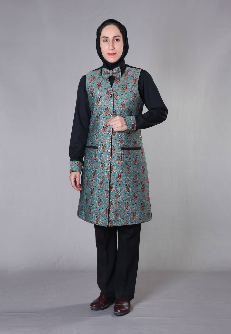 سارافون سنتی - سبزبا پاپیون سارافون سنتی زنانه با پاپیون - Image 1